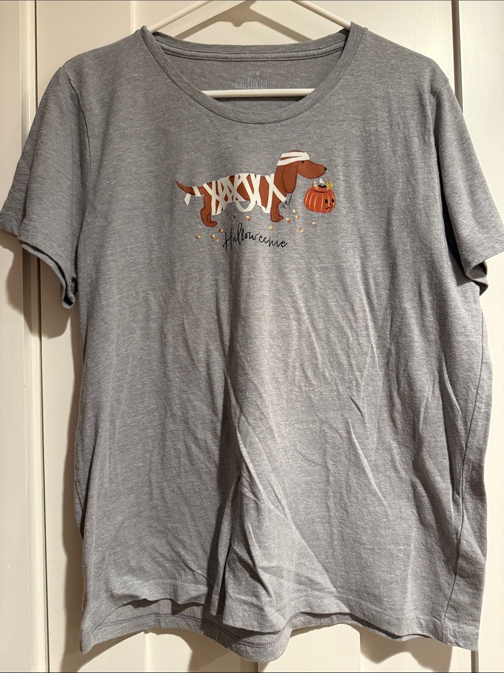 J Crew Gray Halloween Dachshund Graphic Tee